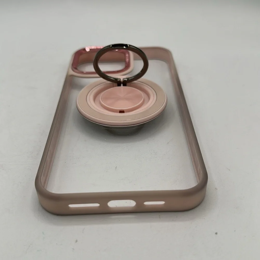 iPhone 14 Pro Max clear and pink MagSafe phone case